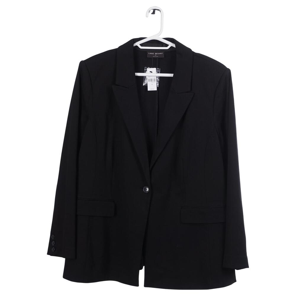 NWT Lane Bryant Ponte Blazer 26 Black One-Button Pockets Casual Office Career